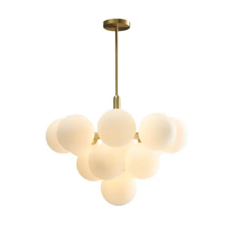 Light luxury chandelier post-modern simple Nordic Italian living room dining room bedroom glass spherical molecular lamp