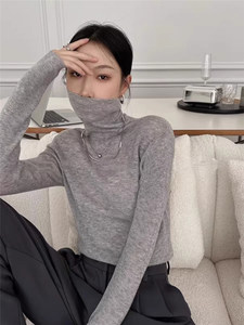 Hot Sale Korean Wool Blended Knitwear Casual Blank Soft Knitted Sweater Basic Turtleneck Sweaters Women's <strong>Woolen</strong> <strong>Top</strong> - Product Image 2