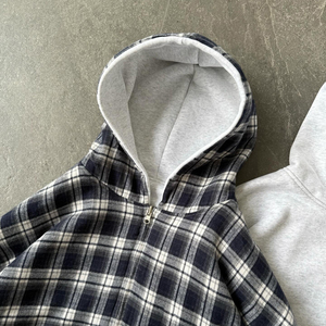 <span class=keywords><strong>Felpa</strong></span> <span class=keywords><strong>con</strong></span> Cappuccio Yingling da Uomo, Reversibile a Doppio Lato, Vestibilità Ampia, Stile Streetwear, <span class=keywords><strong>con</strong></span> <span class=keywords><strong>Cerniera</strong></span> e Motivo a Quadri, Servizio Logo Personalizzato, Colori Vivaci - Product Image 3