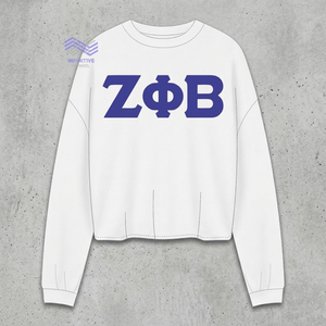 เสื้อสเวตเชิ้ตพิมพ์ลายผ้าฝ้าย 100% สีขาวสำหรับผู้หญิง Zeta Phi Beta ใส่สบายในฤดูหนาว ระบายอากาศได้ดี พร้อมโลโก้ด้านหน้า - Product Image 3
