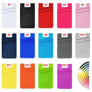 Ý tưởng quà tặng tùy chỉnh dính chủ thẻ điện thoại với logo bán buôn hai lớp trở lại Sticker Silicone ví điện thoại trường hợp - Product Image 2