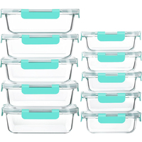 5, 10 Contenants Alimentaires en Verre, Boîtes Repas en Verre avec Couvercles Anti-fuite, Compatibles Micro-ondes et Congélateur