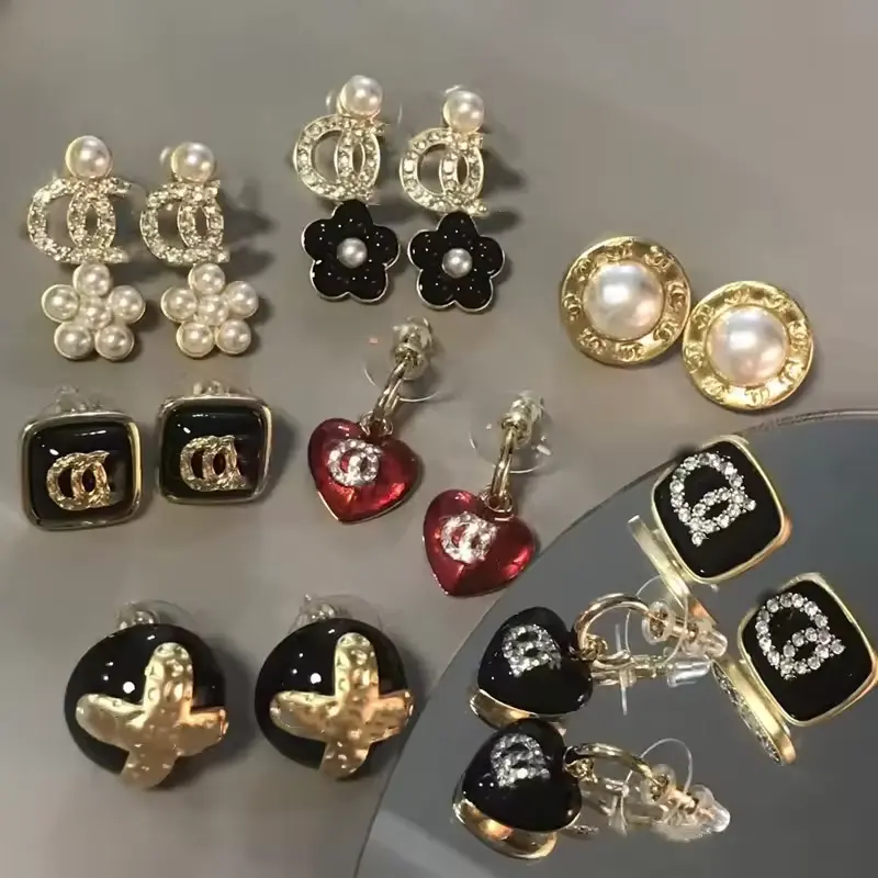 Wholesale Earrings Letters Fashion Double Ladies Silver Luxury Jewelry Designer Earrings