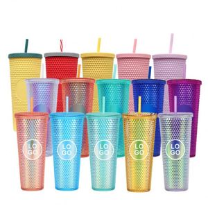 Gobelet à double paroi en plastique clouté 710 ml avec paille et couvercle – Prix usine 2026 - Product Image 2