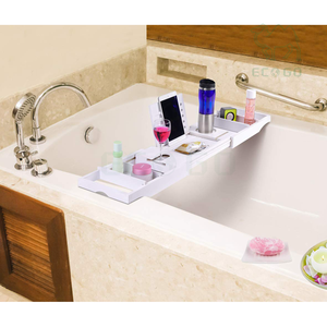 Étagère extensible pliable Plateau de baignoire Spa Baignoire Caddy Organisateur Blanc Baignoire Plateau Table - Product Image 6