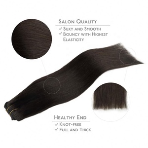 Extensions de cheveux humains vierges brésiliens 100 % Remy à clipser, double trame, naturelles, longues, lisses, invisibles et sans couture, vente en gros - Product Image 4