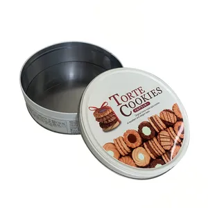 Caja redonda de hojalata con impresión personalizada, para galletas, chocolate y dulces, con logotipo en relieve