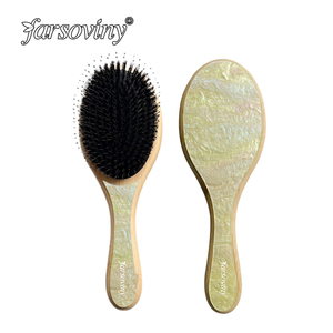 Brosse de luxe en bambou biologique et acétate de cellulose fabriquée à la main Brosse à cheveux démêlante à palette ovale Brosse plate en <span class=keywords><strong>Chantilly</strong></span> rose - Product Image 5