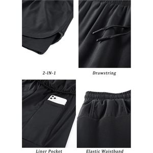Pantalones Cortos Deportivos 2 en 1 para Hombre, de Secado Rápido, con Bolsillos, para Entrenamiento y Running, Ligeros, Tallas M, L, XL, XXL - Product Image 4