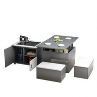 Table à thé relevable, extensible, mobile et pliable en bois massif avec plateau en verre trempé – Durable, multifonctionnelle et moderne pour salon