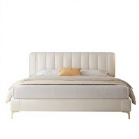 Lit Modulaire Multifonctionnel en Cuir Souple Blanc sur Mesure, Taille King-Size, avec Rangement, Cadre en Bois Massif, Design Moderne pour Hôtel et Appartement
