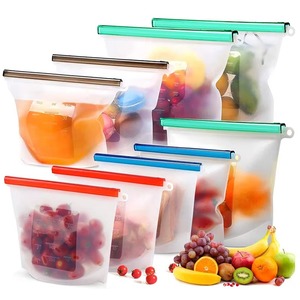 Silicone <b>Zip</b> <b>Lock</b> Food Storage <b>Bags</b> Leakproof Fresh Keeping Pouches Reusable Stand Up Fresh Wrap for Kitchen - Product Image 1