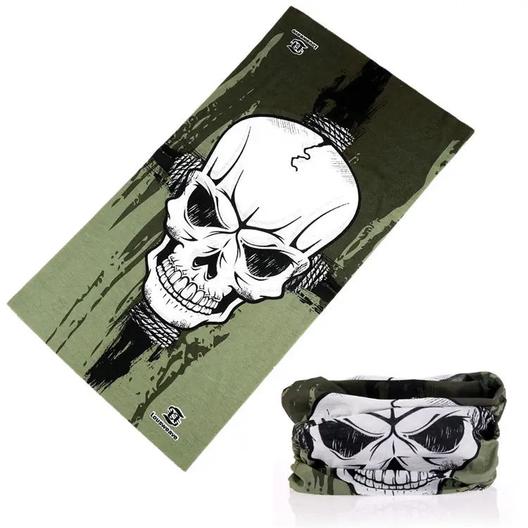 Novel Hip Hop Street Style Skull Neck Gaiter Bandana Multi-uso Custom Skull Logo Bufanda
