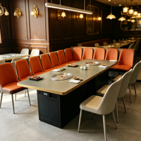 Table de barbecue commerciale Jilu personnalisable, grande table à manger sans fumée et auto-purifiante avec échappement inférieur pour chaînes de restaurants