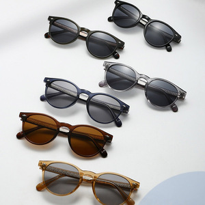 Wholesale Factory Stock <b>Retro</b> Round Frame Outdoor UV Protection Fashion <b>Sunglasses</b> TR Propionate Pin Hinge Unisex Vintage - Product Image 3
