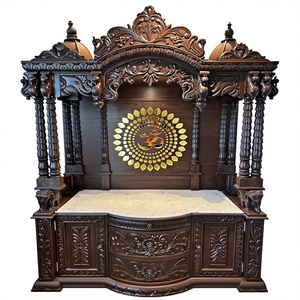 Templo Tradicional de Madera de Teca India con Tallado de Pavo Real, Mandir Hecho a Mano de Primera Calidad para Decoración de Sala de Pooja - Product Image 2
