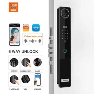 Kunci Pintu Pintar Modern menampilkan Alexa Tuya mendukung pemindai Nadi telapak tangan ID sidik jari dan pengenalan wajah kunci pintu pintar - Product Image 2