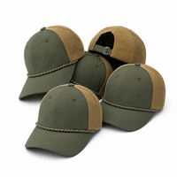 Casquette de baseball structurée à six panneaux en corde vintage et nylon mélangé pour le camping, la randonnée et l'aventure