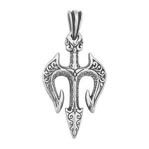 Liontin trisula mitologi Yunani Retro liontin trisula tahan air pola ukir kalung Neptun untuk liontin jimat pria - Product Image 2