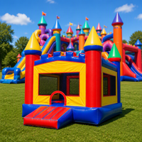 Château gonflable coloré facile à installer pour les jeux en plein air, usage commercial