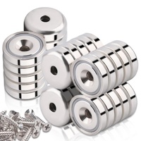 Aimant rond en néodyme à finition nickelée, à force de traction stable, avec design à alésage