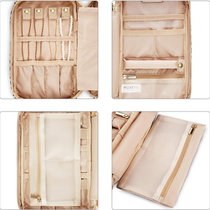 Fashion <b>Travel</b> Jewelry Organizer Medium Storage Bag Zipper Closure Dustproof Leather Rectangle Necklaces Earrings Rings - Product Image 3