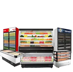 Customized Size Multideck Semi-vertical Open Chiller Plug-in Cooling System High-end Juice Display Open Chiller