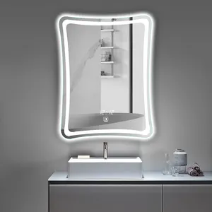Cermin tampilan mewah, desain cerdas lampu LED induksi bluetooth deteksi anti kabut kamar mandi cermin dua arah