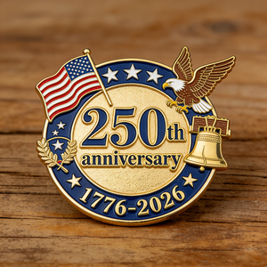 Vatanseverlik Amerika Birleşik Devletleri Altın Hediyelik Eşyalar Hatıra Bayrağı ABD Amerika 250. Yıl Dönümü Metal Rozet Emaye Yaka İğnesi - Product Image 1
