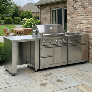 Cocina Exterior de Acero Inoxidable Estilo Americano, Impermeable, Modular, con Isla, Diseño Moderno para Exteriores - Product Image 1