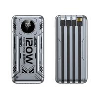 Banque d'alimentation portable à charge ultra-rapide 15W de grande capacité 20000mA avec entrée Type-C et lampe torche LED, style Punk à quatre lignes