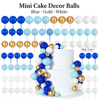 Décorations de gâteau en forme de boules colorées, lot de 92 pièces, 2,5, 3, 4 cm, décorations de gâteau, bleu foncé, bleu clair, or, blanc, fournitures de fête