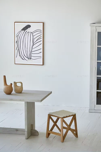 Ensemble de table à manger 6 places de Style japonais classique pin recyclé en bois massif clair avec de l'acier pour la maison Villa et l'hôtel - Product Image 5