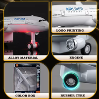 Modèle d'avion en métal, avion Airbus, jouet à tirer en arrière, grand A380, Boeing 787, jouet d'avion, avion, compagnies aériennes pour enfants