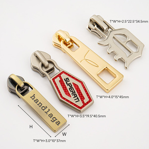 Accesorios de ropa, tirador de cremallera grabado personalizado 3 #, tirador de cremallera con logotipo en relieve, tirador de cremallera de Metal dorado 5 # para bolsos, monederos - Product Image 4