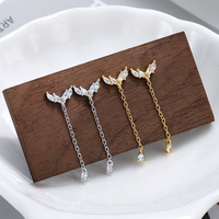 Zierliche 18K vergoldete S925 Silber Himmelskette Ohrhänger mit flacher Rückseite, Sterlingsilber Stern Mond lange Hängeohrringe