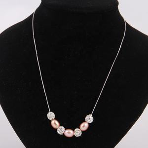 45 cm 925 Silver Box Chain Collier ras du cou avec breloques en argile de cristal ovale ou perle d'eau douce naturelle en forme de riz, perle AAA 8 mm - Product Image 3