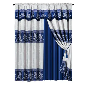 American Style Floral Cheap Blackout Luxury Jacquard Rod Curtains for Living Room Ready Nade Valance Wholesale Curtain Designs