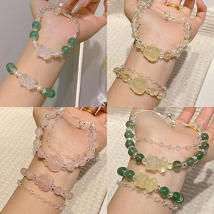 Pulsera de Cuarzo Fresa, Cuentas de Cristal Rosa Natural, Joyería de Piedra Curativa para Mujer, Regalo de <span class=keywords><strong>Amistad</strong></span> - Product Image 4