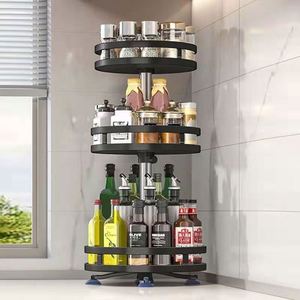 Estante giratorio 360 para condimentos de cocina, estante organizador de pie, almacenamiento de latas de especias de acero al carbono - Product Image 3