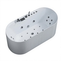 Baignoire autoportante moderne en acrylique avec drain, blanche