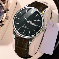 Montre unisexe SHX en acier inoxydable rose doré avec cadran à quartz, bracelet en cuir, 40 mm, 18 mm, résistante à l'eau 3 ATM, date automatique, mode luxe