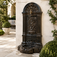 Fontaine murale en bronze, sculpture artisanale en métal, patine antique, élément aquatique durable pour villa, cour, jardin et aménagement paysager d'hôtel