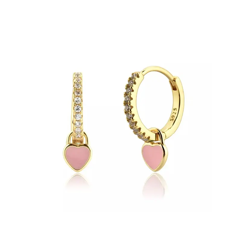 Jachon New style Ins love stars sweet drop oil earrings alloy pink tie rhinestone geometric earrings for women