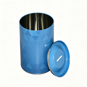 Factory Supplier Recyclable Round <strong>Tin</strong> Can Food Grade <strong>Tin</strong> Piggy <strong>Bank</strong> Round Custom Embossed Metal <strong>Tin</strong> Blue - Product Image 2