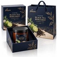 Ensemble d'emballage personnalisé avec boîte rigide pour bougie au thé noir et bergamote et sac cadeau en papier assorti