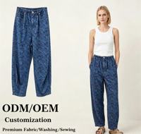 Pantalon cargo en jean Y2K vintage imprimé, taille élastique, coupe ample, jambe ballon décontractée, toutes saisons, pour femme 2026