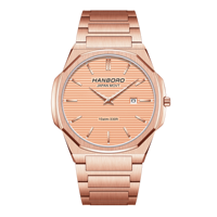 Montre-bracelet pour homme en acier inoxydable rose doré, mouvement japonais, étanche 10 ATM, montre-bracelet à quartz pour homme, montre de business pour homme