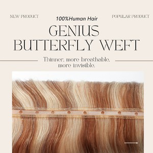 Extensioni di Capelli Russi Vergini al 100% Marrone <span class=keywords><strong>Scuro</strong></span>, Trama a Farfalla Invisibile con Foro Doppio per Genius Weft - Vendita Calda - Product Image 3
