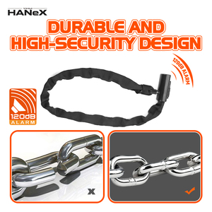 Serrure intelligente Hanex, chaîne de vélo en acier renforcé de 8 mm, fonction d'<span class=keywords><strong>alarme</strong></span>, sélection d'accessoires de <span class=keywords><strong>moto</strong></span> pour cadenas de vélo - Product Image 6